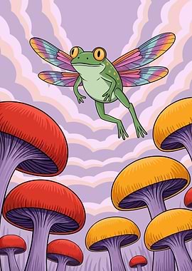 Flying Frog Fairy Cartoon Illustration