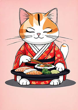 Cat Kimono Sushi