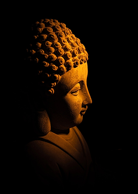 Buddha Statue Profile in Golden Light