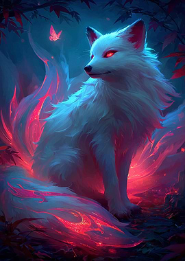 Nine-tailed Fox with Butterfly