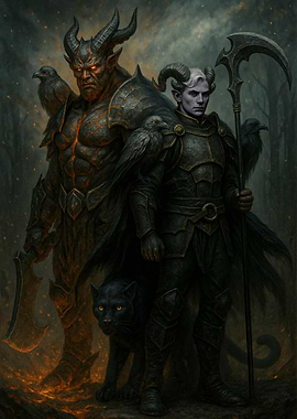 Fantasy Demon and Elf with Panther