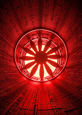 Red Industrial Fan in Tunnel