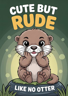 Cute But Rude Otter Cartoon