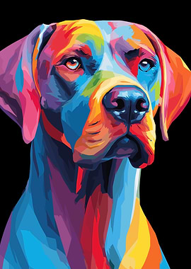 Colorful Dog Portrait on Black Background