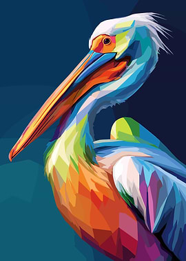 Colorful Pelican Digital Art