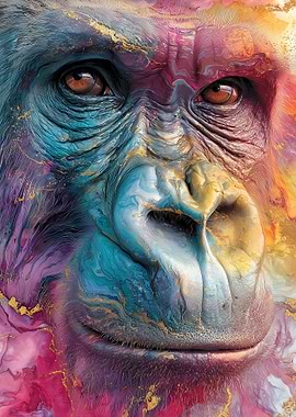 Colorful Gorilla Portrait