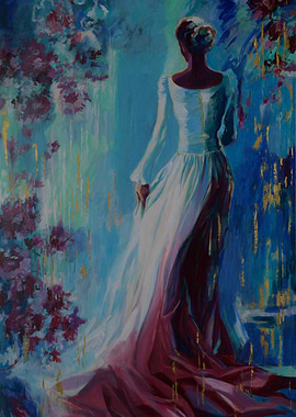 Woman in White Dress Painting
