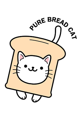 Pure Bread Cat Cartoon Illustration