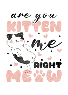 Are You Kitten Me Right Meow Cute Cat Graphic