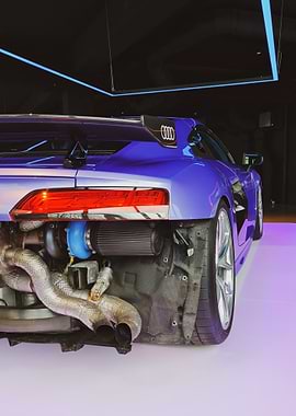 Modified purple/blue Audi R8 Engine Detail