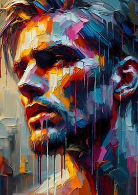 Where are you - Colorful Abstract Portrait Painting of a Man