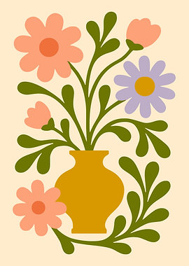 Floral arrangement in vase illustration
