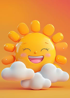 Happy Sun with Clouds
