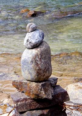 Stacked Stones by the Water