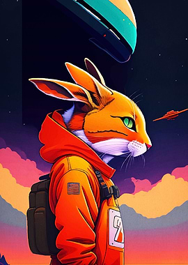 Astronaut Rabbit Space Animal