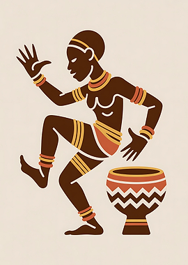 African Dancer and Drum Illustration