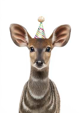 Zebra Duiker with Birthday Hat