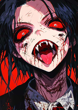 Anime Vampire with Blood
