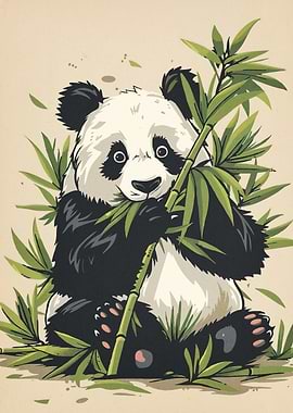 Panda bamboo animal