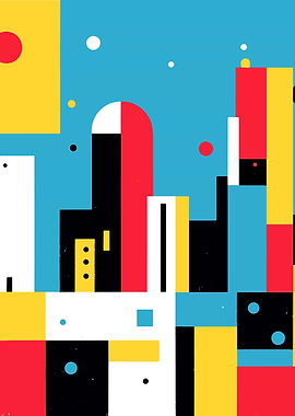 Abstract Cityscape Colorful Geometric Art