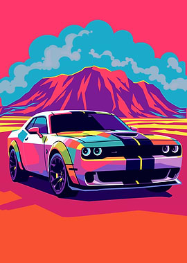 Colorful Car Pop Art Landscape