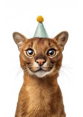 Jaguarundi with Party Hat Portrait