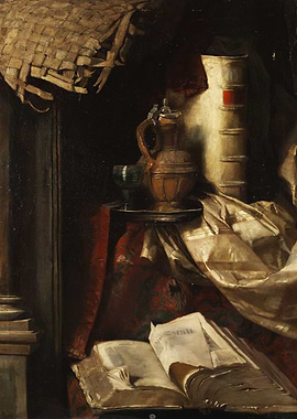 Still Life with Books and Pitcher