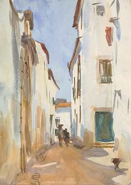Watercolor Painting of a Spain Street