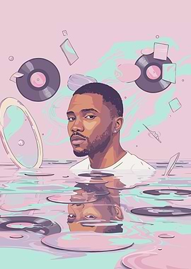 Frank Ocean in Water with Records