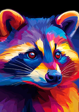 Colorful Raccoon Portrait