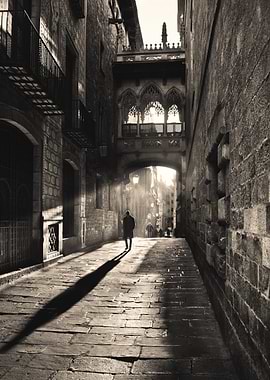 Barcelona Gothic Quarter Street Scene