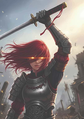 Red-haired Warrior with Katana