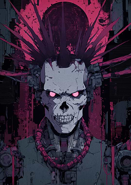 Cyberpunk Skull with Pink Accents