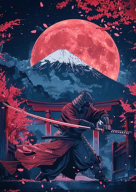 Samurai Warrior Red Moon