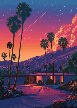 Palm Springs House at Sunset
