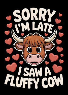 Highland Cow Sorry I'm Late Fluffy Cow
