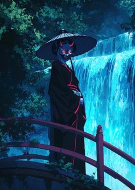 Demon Mask by Waterfall