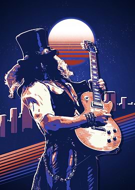 Slash Guitarist Retro Art