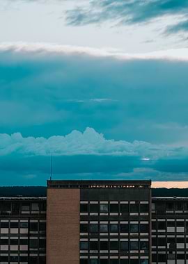 Building under a cloudy sky