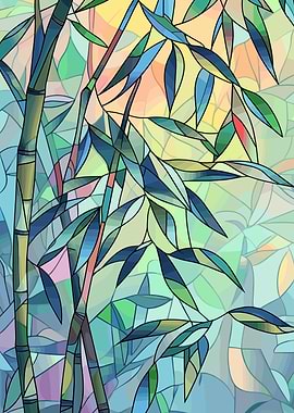 Bamboo Stained Glass Illustration