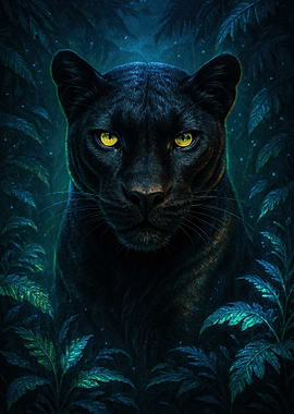 Black Panther Portrait in Jungle