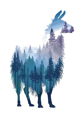 Llama Forest Silhouette