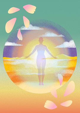 Serene Silhouette with Petals