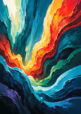 Colorful Abstract Wave Painting