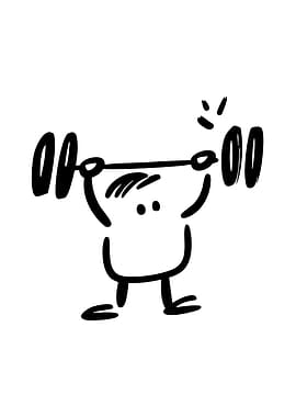 Stick Figure Weightlifting Cartoon