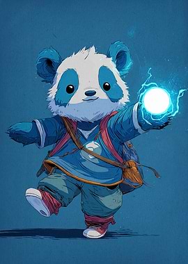 Cartoon Panda with Magic Orb