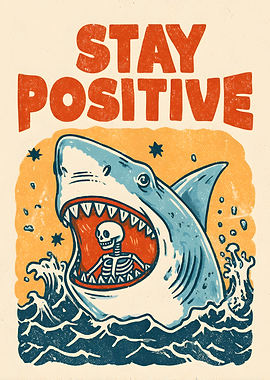 Stay Positive Shark Skeleton Humor