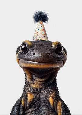 Party Salamander with Birthday Hat