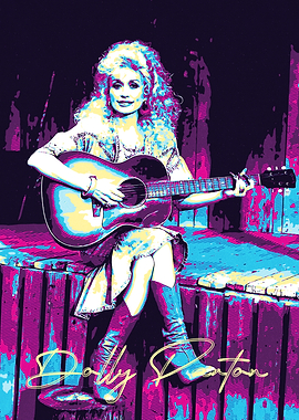 Dolly Parton Colorful Pop Art Portrait