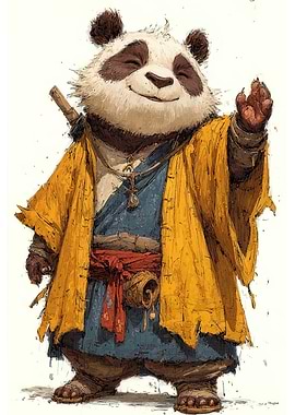 Panda Warrior in Traditional Attire